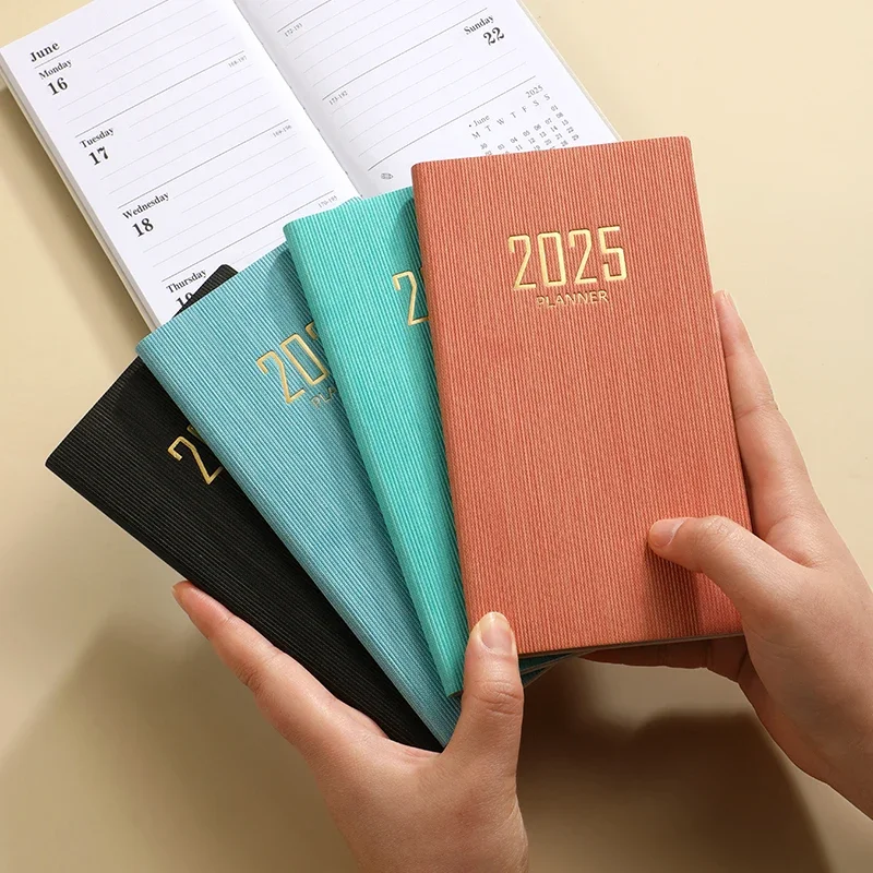 A6 2024 Portable Planner 365 Days Durable Pu Cover Daily Weekly Schedule Notebook Compact Calendar Journal School Office Agenda