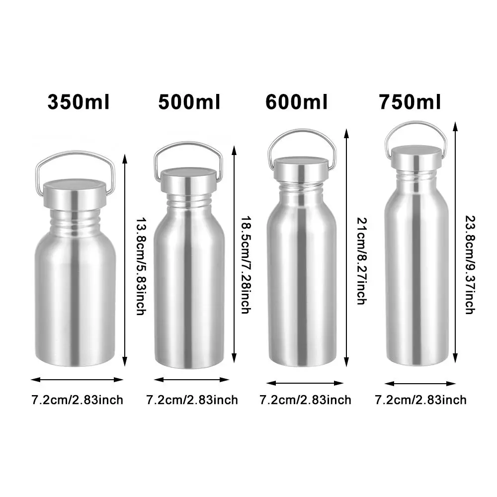 Stainless Steel Bicycle Water Bottle Sports Fitness Single Walled Leak-Proof Bamboo Lid Vacuum Insulated Metal Flask Portable
