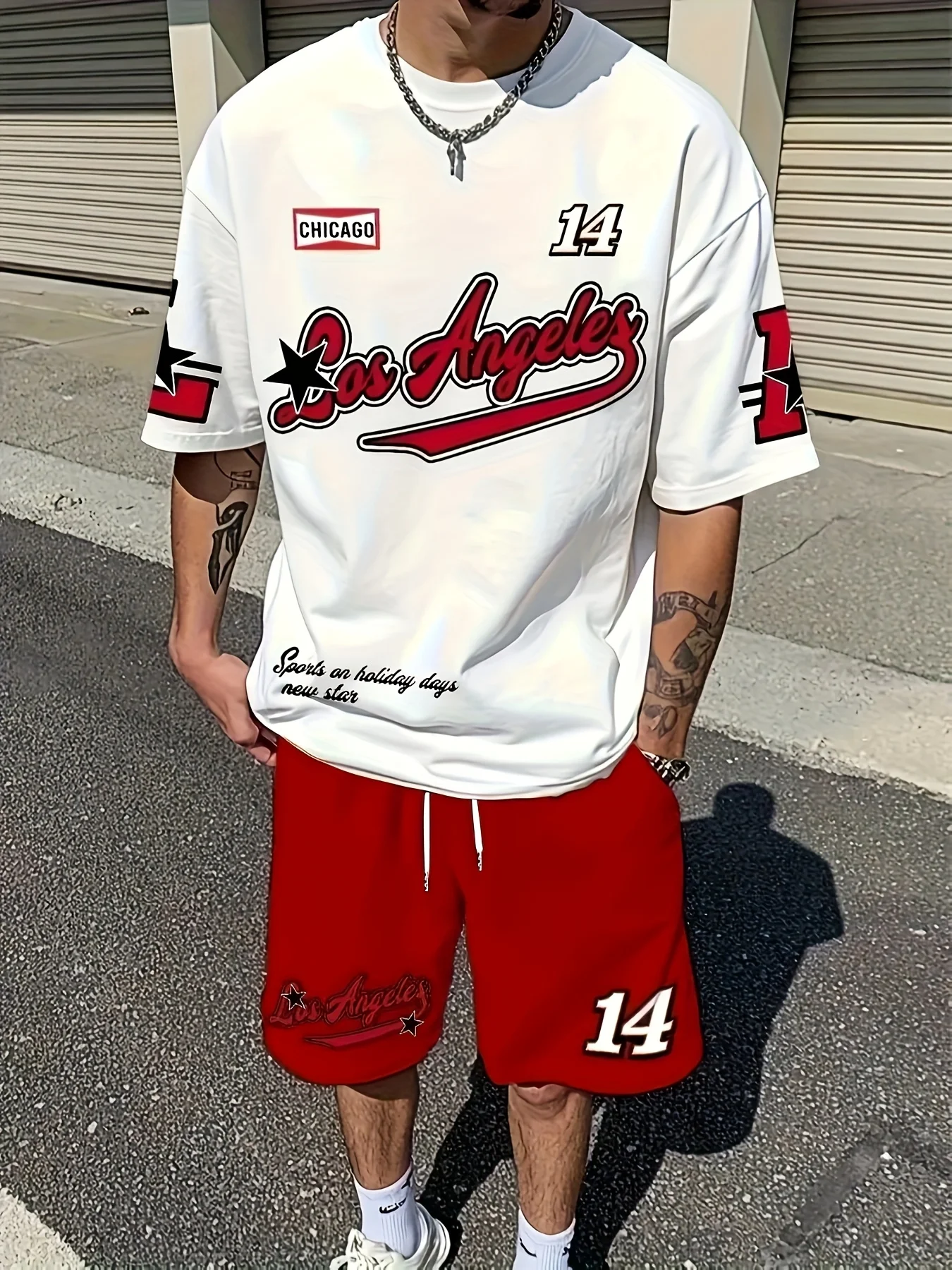 2026 New Men's Streetwear 3D Print Oversized Crew Neck Tee + Shorts Co-ords Adults Sports Casual Outfit Y2K