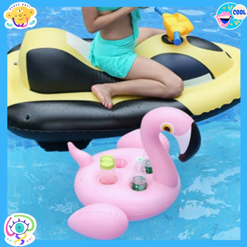 Inflatable jet skis are shaped with electric propellers, and toy floats for inflatable jet skis on water.