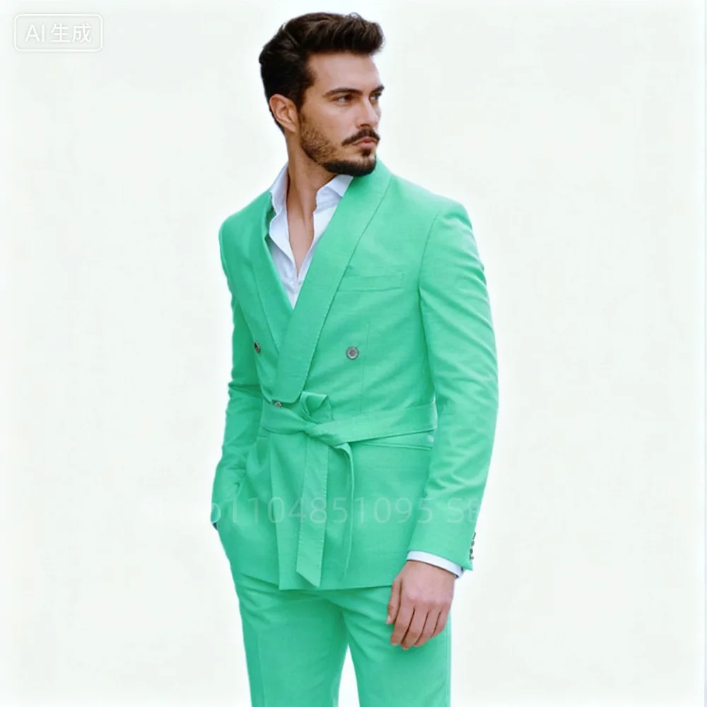 

Moda Nova Verde Formal 2-Piece Men's Tuxedo for Wedding Ceremony Graduation Ball Business Events - Green Smoking Suit for Groom