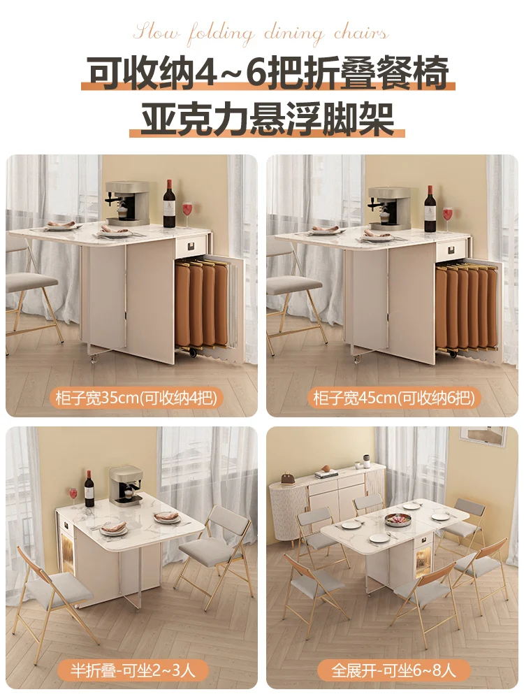 Slate folding dining table chairs home cloud gray with wheels removable