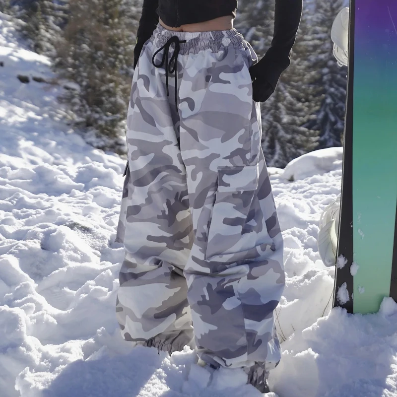 

2026 New Unisex Snow Pants Season Windproof Waterproof Thermal Insulated Camouflage Fleece-Lined Warm Adult Snowboarding Pants