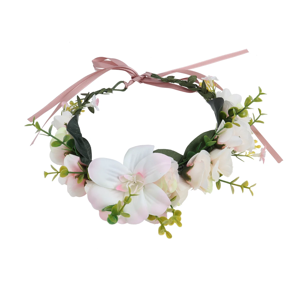 

Silk Flower Hair Wreath Floral Headband Lily Garland Woman Crown Bridal Bridesmaid Beach Wedding Party Accessories