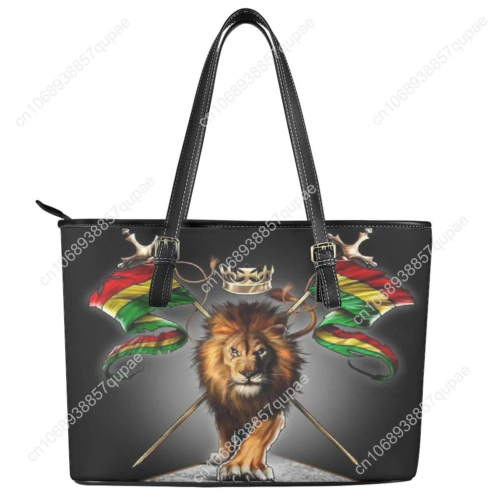 

Reggae Rastafarian Rasta Lion Of Judah Custom Handbag Womens Mens Tote Bag Shoulder Bag Business Leather Purse Travel Bag Gift