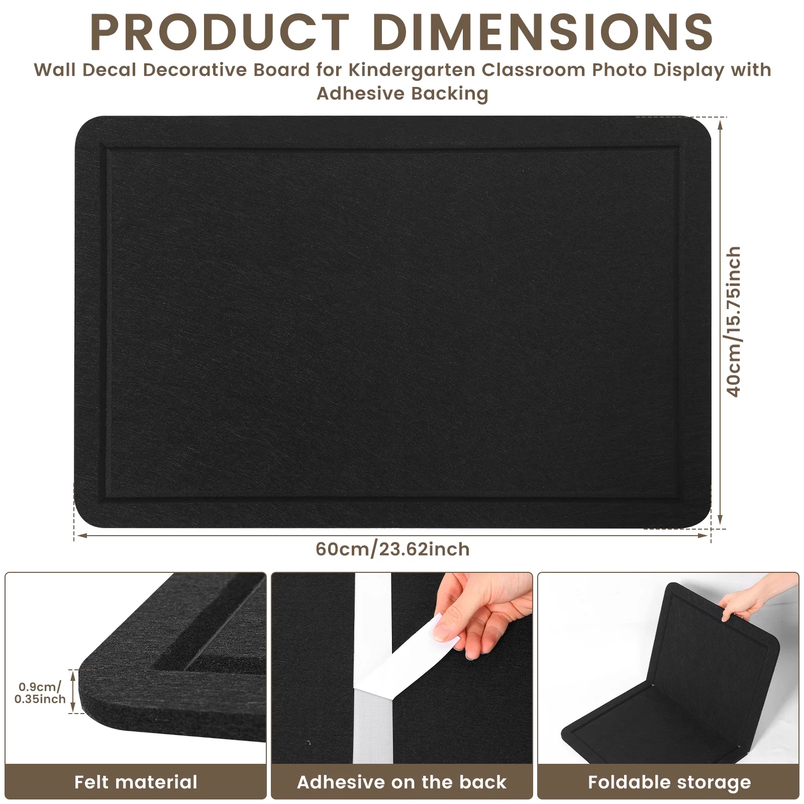 40x60cm Felt Cork Board Self Adhesive Felt Wall Tiles Felt Pushpin Panel Foldable Photo Panel Background Photos Message Display view 3