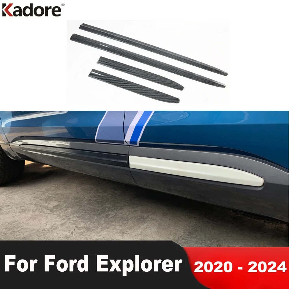 For Ford Explorer 2020 2021 2022 2023 2024 Carbon Fiber Side Door Body Trim Door Panel Streamer Molding Strip Car Accessories