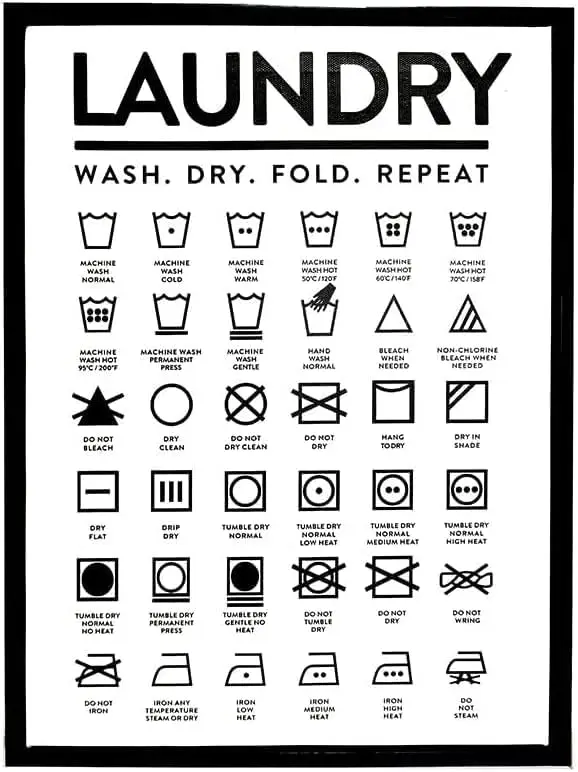 Nufar Laundry Symbols Guide Laundry Room Tin Sign Metal Wall Art Iron Painting for Indoor Outdoor Home Decor Room Door Accessori