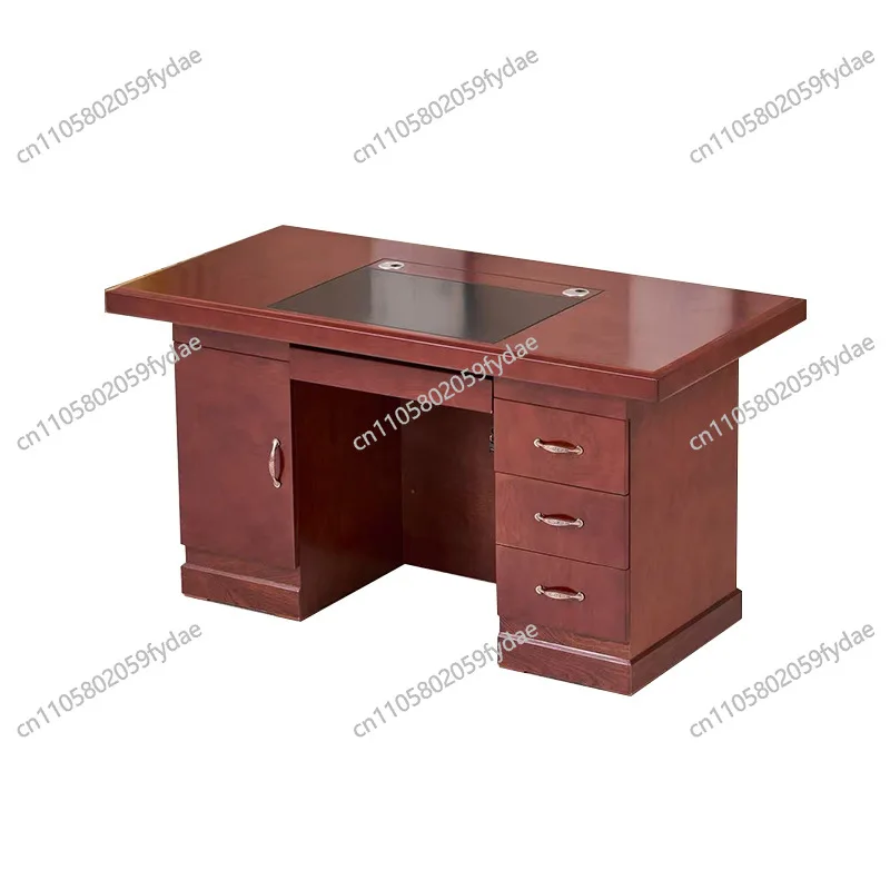 Desk paint solid wood leather single 1.4 meters computer desktop table with drawers supervisor table 1.6 meters staff table