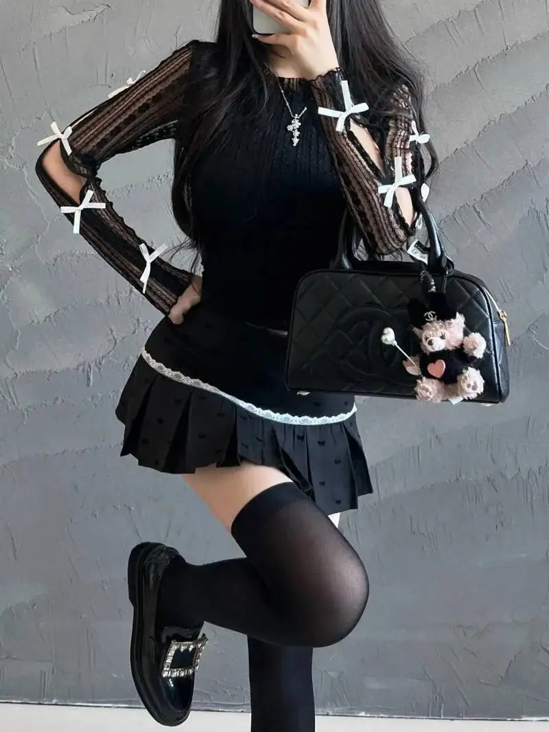 Boog Innerlijke Bodem Wit Ontwerp T-shirt Hoge Kant Top Vrouwen T-shirt Mode Vrouwen Tees 2025 Nieuwe Zoete Mode Vrouwen UU2I