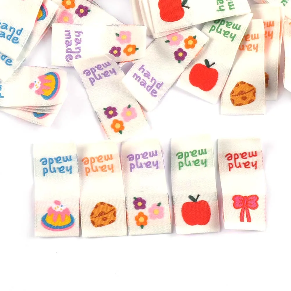 50Pcs Cartoon Cake/Apple/Cheese Embroidery Labels For Sewing Garment Accessories DIY Bag Shoes Tags Crafts c3523