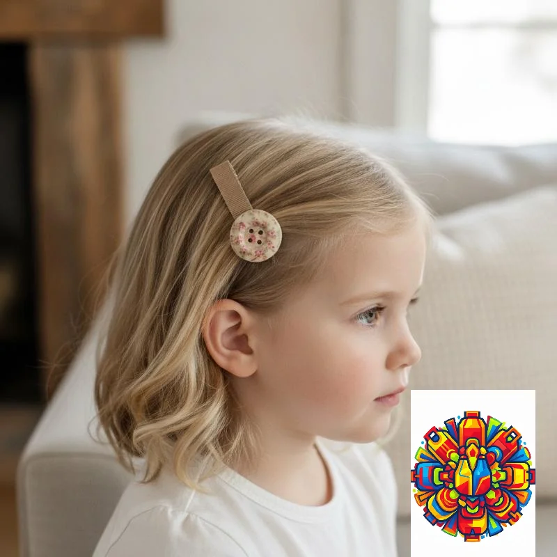 Retro Aesthetic Vintage Button Hair Clips for Women Smooth Wooden Floral Barrettes Polka Dot Ribbon for Festival Accessories