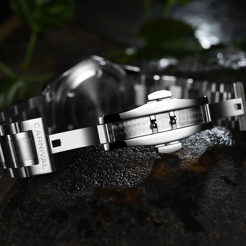 Carnival-Montre-bracelet à quartz en acier inoxydable pour homme, montres militaires Shoes, horloge étanche, marque de luxe, mode