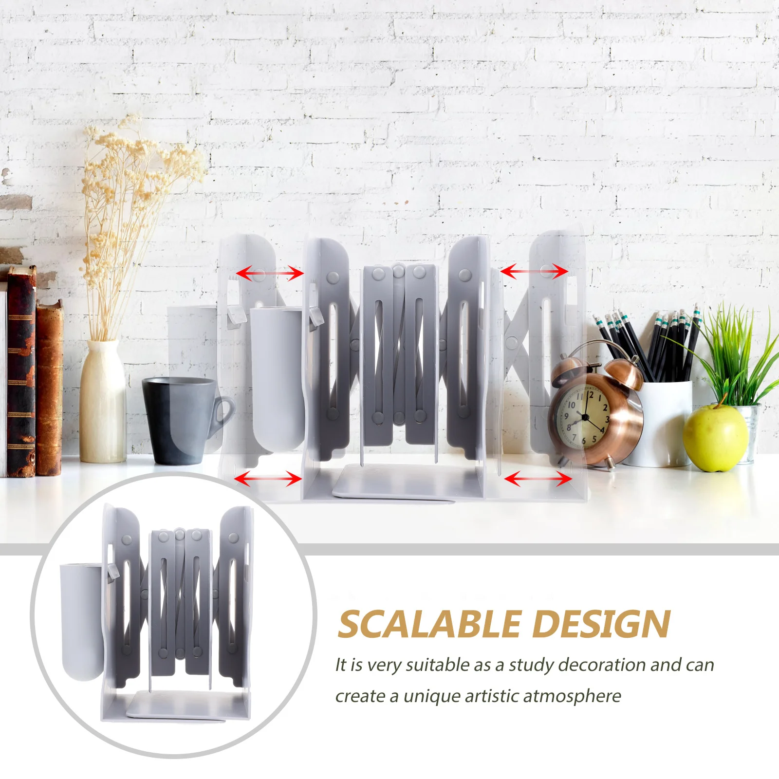 

1Set Creative Simple Bookend Scalable Desktop Book Storage Rack Office Home Organizer Book Stand Desktop Bookend