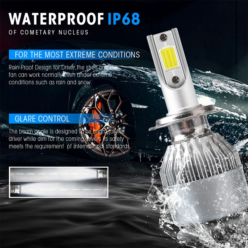 C6 automobile led headlamp Headlights Waterproof IP68 High Beam Low Beam Lamp Auto Exterior Decor Accessories 36W H4 H7 H11