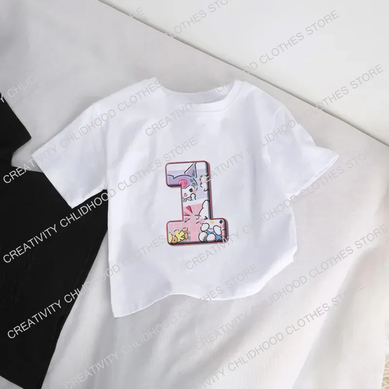 HelloKittys-Camiseta de dibujos animados para niños, ropa informal Kawaii para niños, Tops para niñas, número 1-14, Kuromis