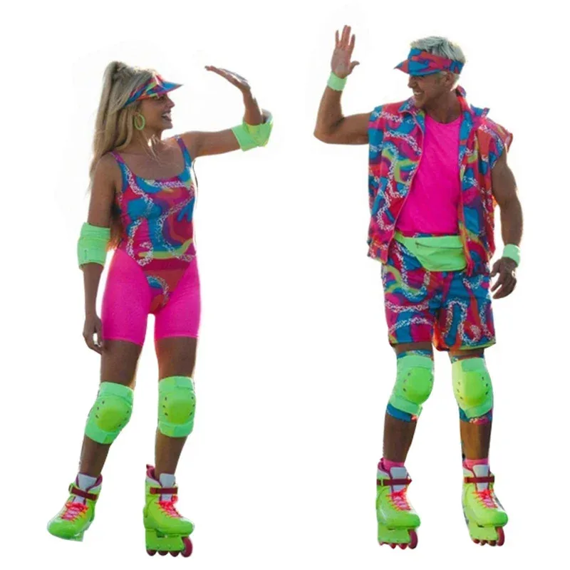 

Movie Barbi e Ken Cosplay Costume Sports Wear Barbier Princess Pink Sportswear Top Pants Ken Cos Suits Hats Adult Kids Costumes