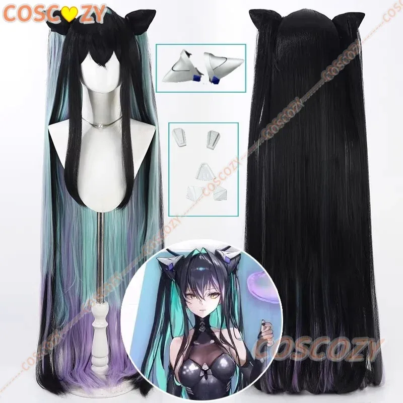 

Anime NIKKE：The Goddess of Victory Little Mermaid Cosplay Wig abt 100cm Synthetic Hair Horn Accessories Halloween Con Wigs