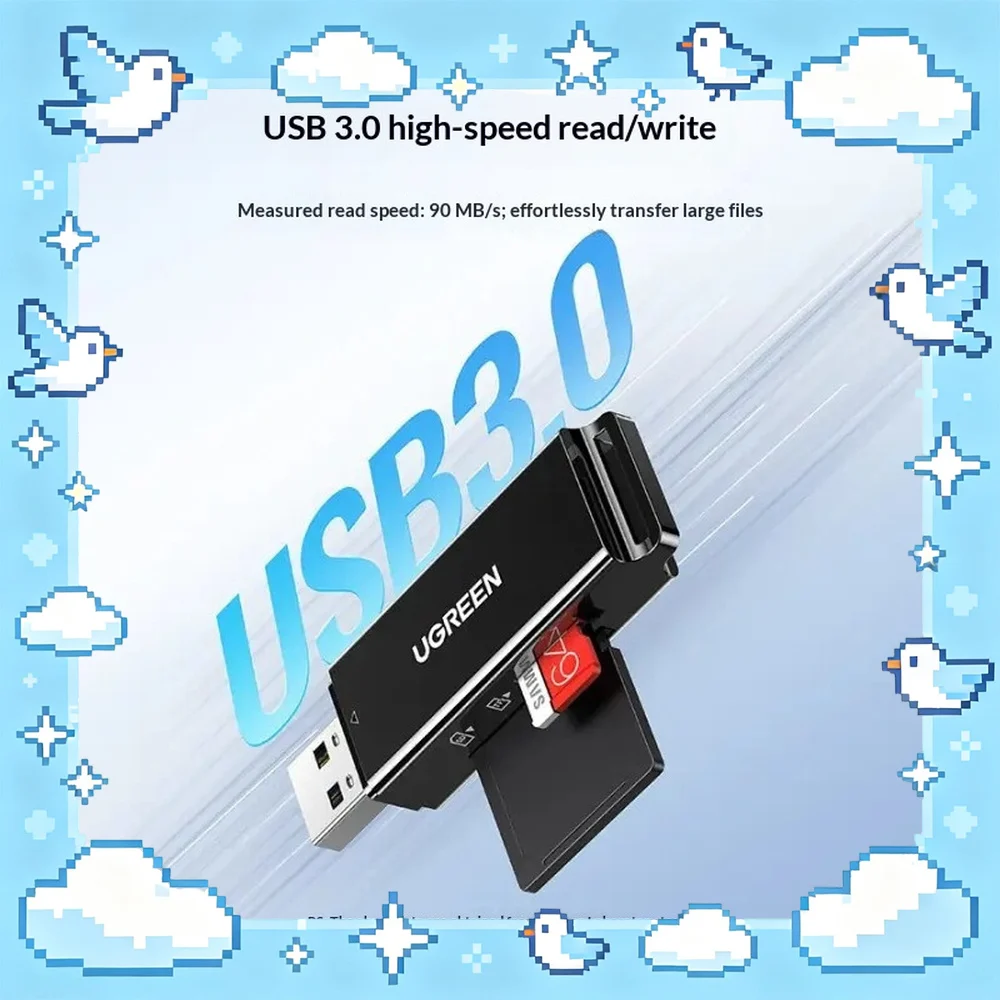 UGREEN 40750 USB 3.0 SD TF Card Reader High Speed Memory Card Adapter for Computer Laptop