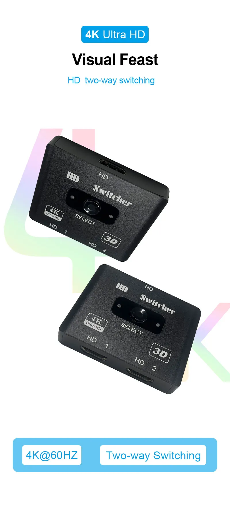 AMS-ABS-HD(8K) Hd Bidirectionele Schakelaar 2X1 Ondersteuning 8K Ultra Hd En 3d Visuele Effecten Automatische Resolutie Detectie Usb Power