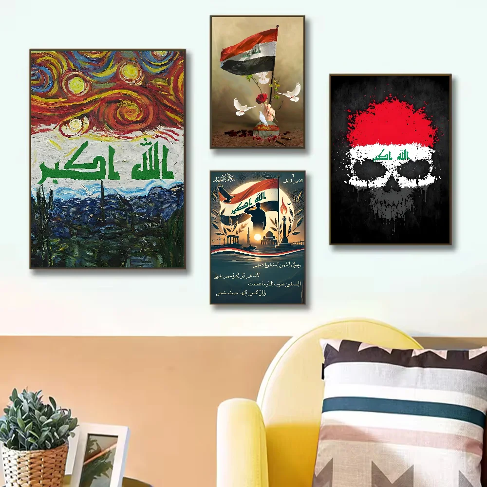 iraq revolutionary flag Poster HD art sticky wall waterproof home living room bedroom bar aesthetic decoration