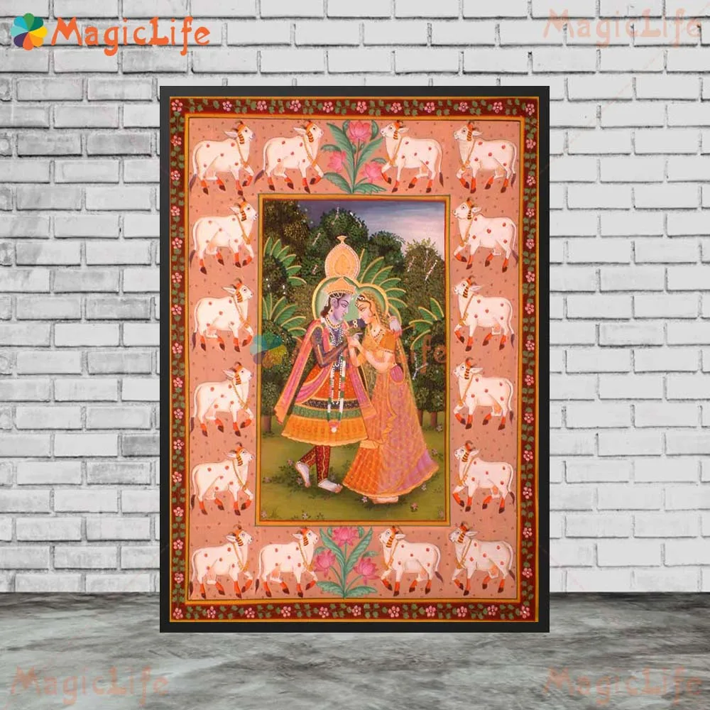 India Religion Radha Krishna Balarama Wall Pictures For Living Room Nordic Poster Wall Art Canvas Painting Home Decor Unframed