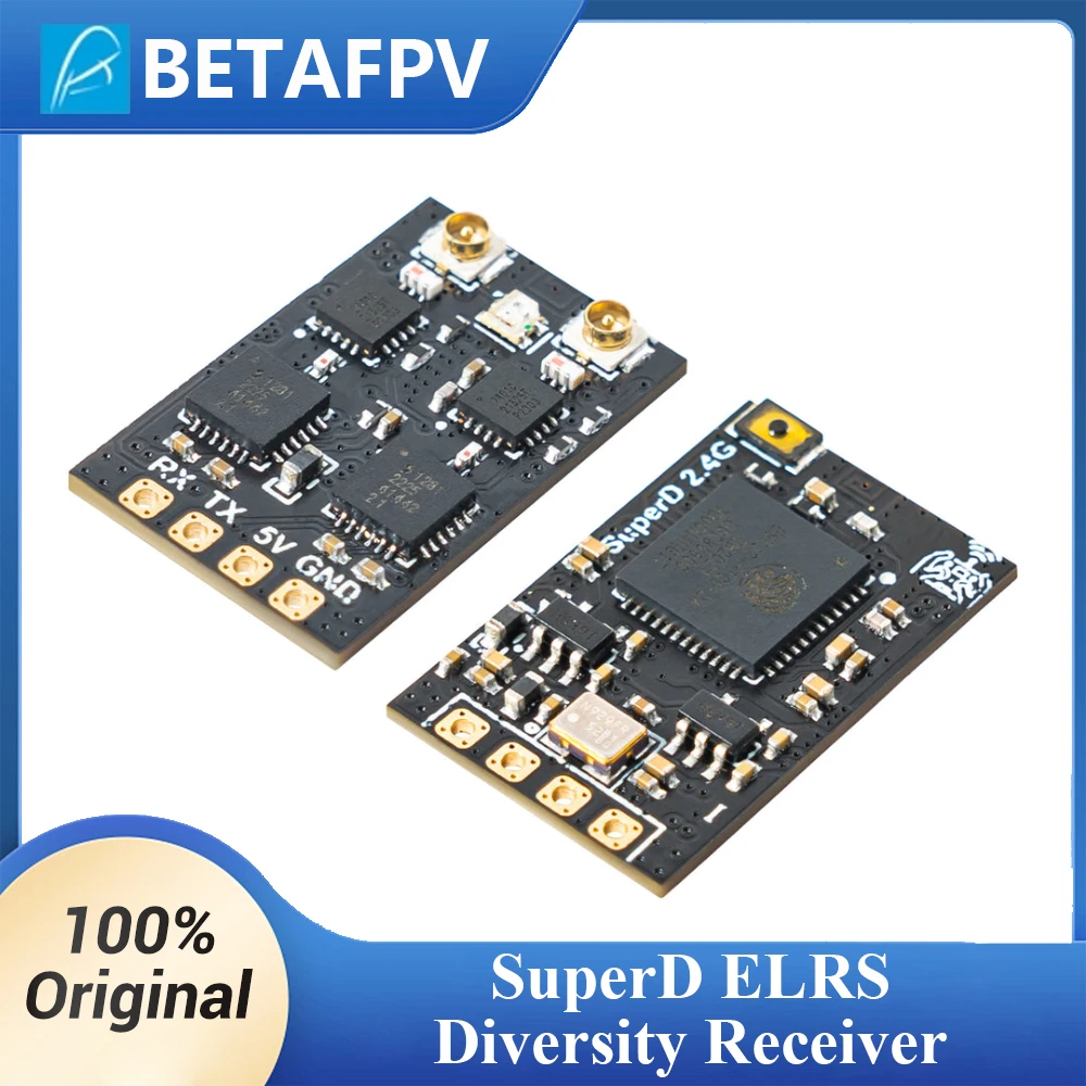 BETAFPV SuperD ELRS 2.4G 915MHz 868MHz Diversity Receiver Built-in TCXO CRSF Dual SX1280 SX1276 Long Range for FPV Airplane