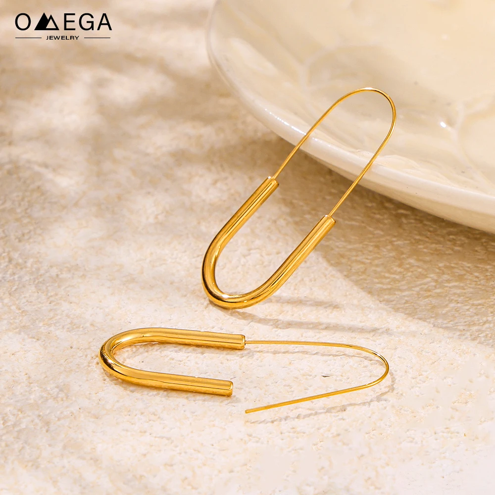 316L Stainless Steel Pin Shape Earrings For Women No Tarnish 18k Gold Plated Minimalist Women\'s Hoop Earring Girls Cute Ear Ring