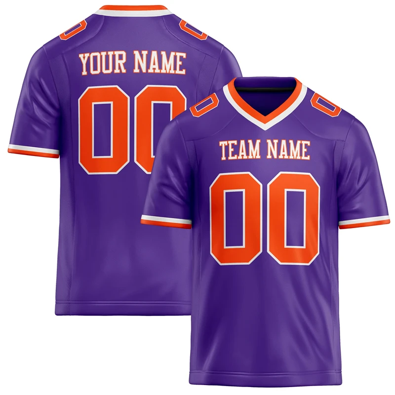 Customized Team Name Number Name Rugby T-shirt Personalized DIY V Neck Purple Mens Sports T Shirt Loose Quick Dry Team Uniform