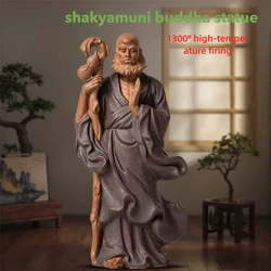 Ceramic Dharma Sculpture Statue, Lndian Buddhist Figures Home Room, Office, Feng Shui Decoration Statue 7.4 in
