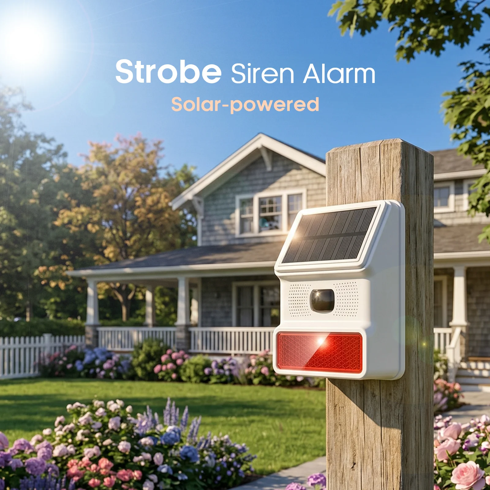 2/4/6PCS Solar Alarm 110° Detection Solar-powered PIR Motion Detection Alarm with Siren and Strobe Light IP65 Waterproof Home Security Alarm System