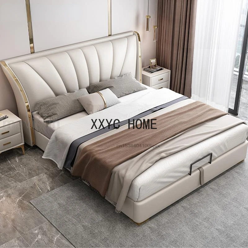 Light Luxury Bedroom Suite Stable Structure With Solid Wood Available To Select A Variety Of Colors Make Of Leather Bed Bases