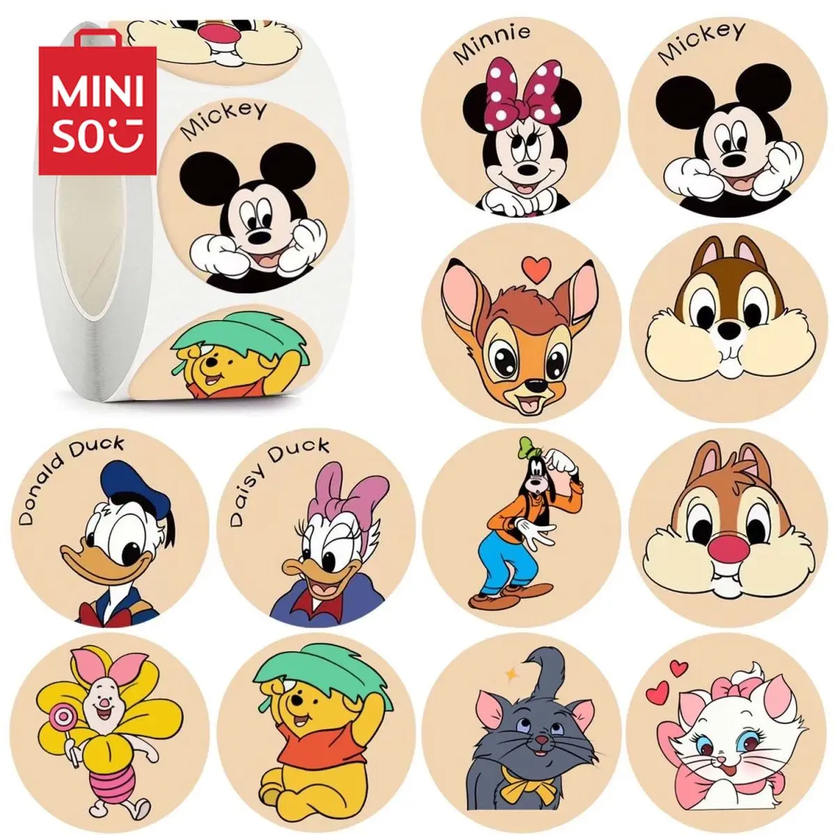 

500 stickers / 1 roll cartoon animation Mickey Mouse Mickey Stickers children's decorative stickers children's rewards sealing