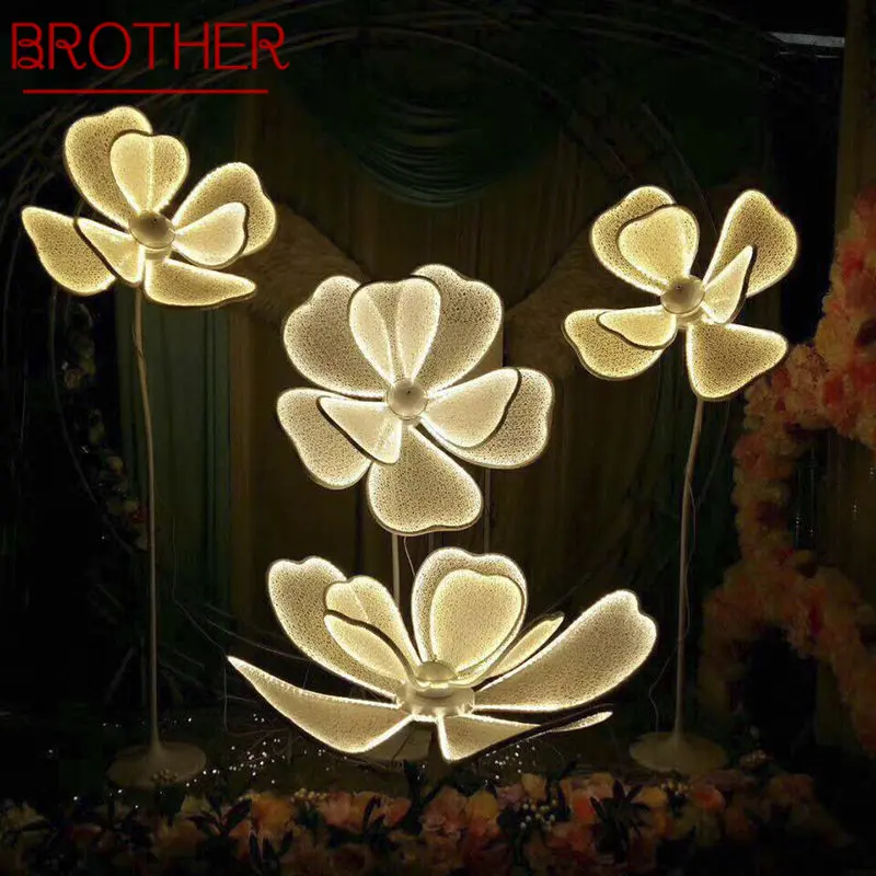 

BROTHER Modern LED Light White Lace for Party Stage Shining Peony Flower Road Lead Wedding Decoration Lamp