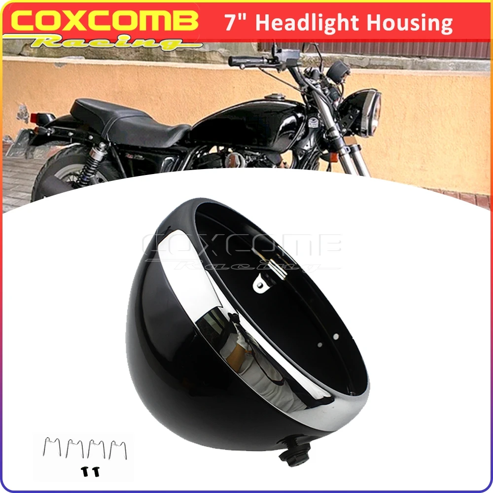 

7 Inch Head Lamp Bucket Motorcycle 7" Headlight Housing Mount Cover Shell For Harley Honda Kawasaki Yamaha BMW Cafe Racer Custom