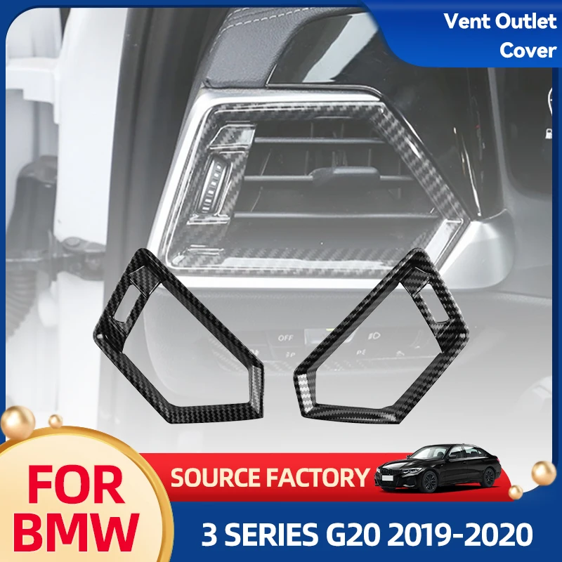 

Car Towel Hot 2pcs Carbon Fiber Side Air Conditioning Vent Outlet Cover Trim Sticker For BMW 3 Series G20 G28 2019-2020