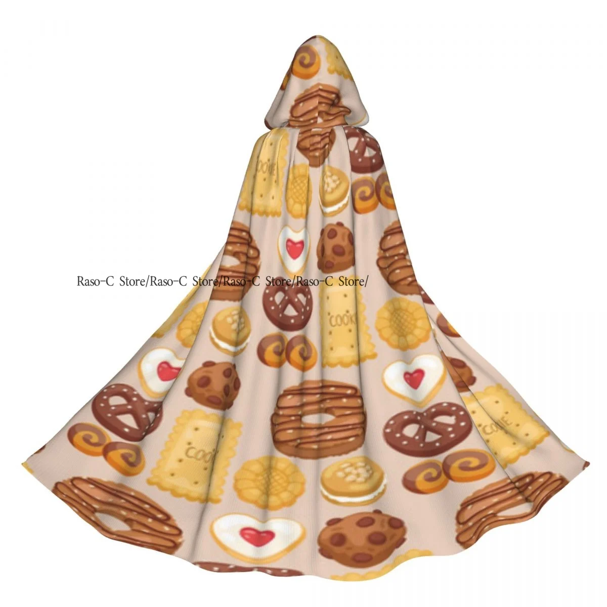 Long Cape Cloak Cookie Cakes Sweet Homemade Breakfast Bake Food Hooded Cloak Coat Autumn Hoodies