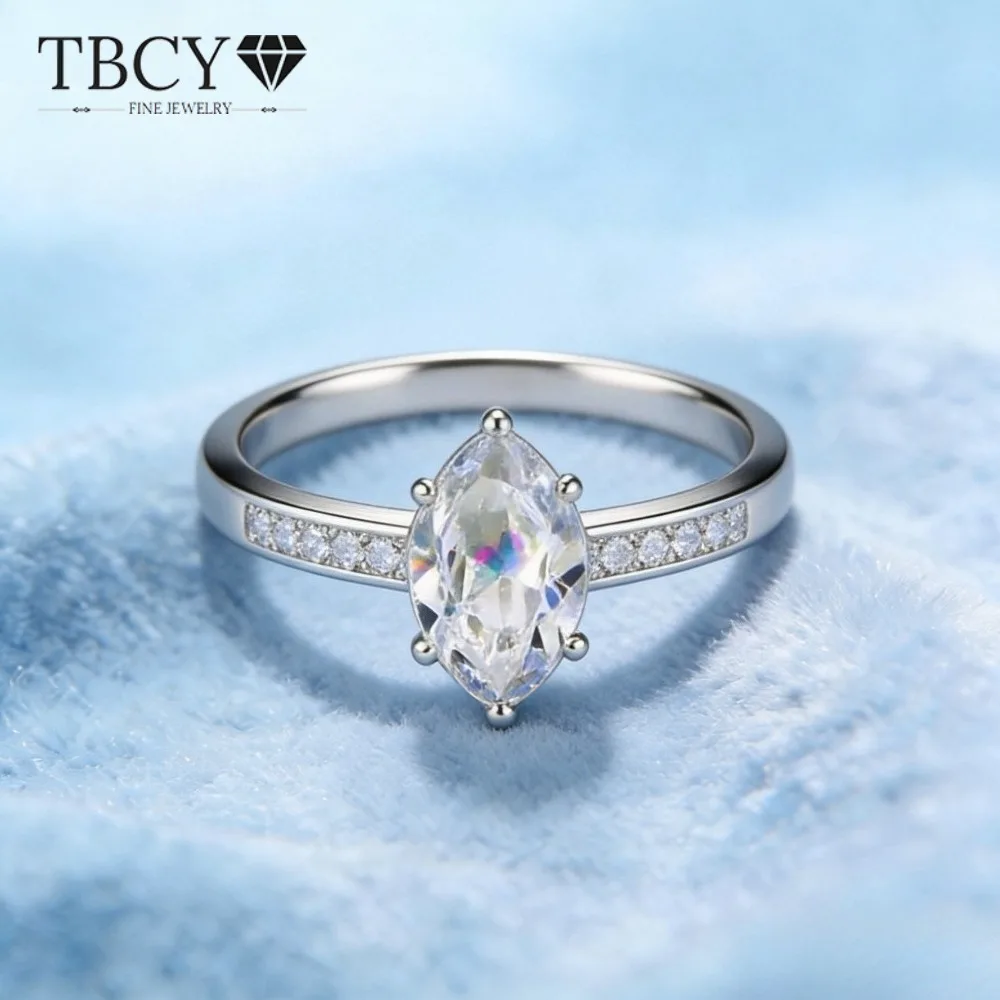 TBCYD Mossanite Eternity Ring 925 Sterling Silver Womens Ring Wedding Fashion Jewelry Party and Birthday Jewelry Gift