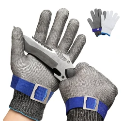 Stainless Steel wire Mesh Resistant Gloves, Knife Cutting Gloves for   Meat Cutting Oyster Shucking Chopping and Peeling