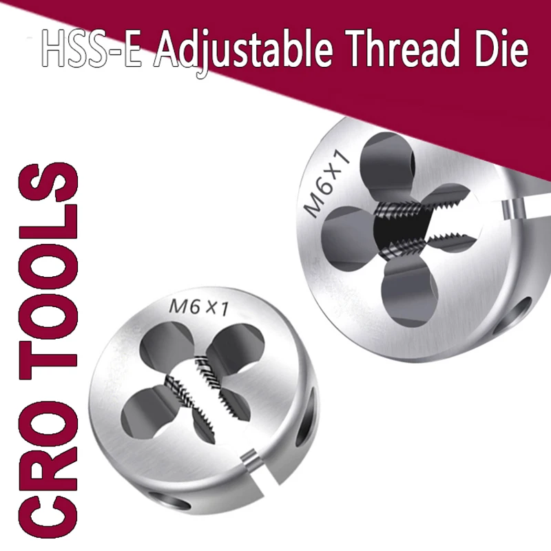 CRONAMETAL Adjustable HSSE Metric Round Thread Die HSS-CO Fine Tap Dies M1 M2 M3 M6 M12 M16 M18 For Stainless Steel Cutting