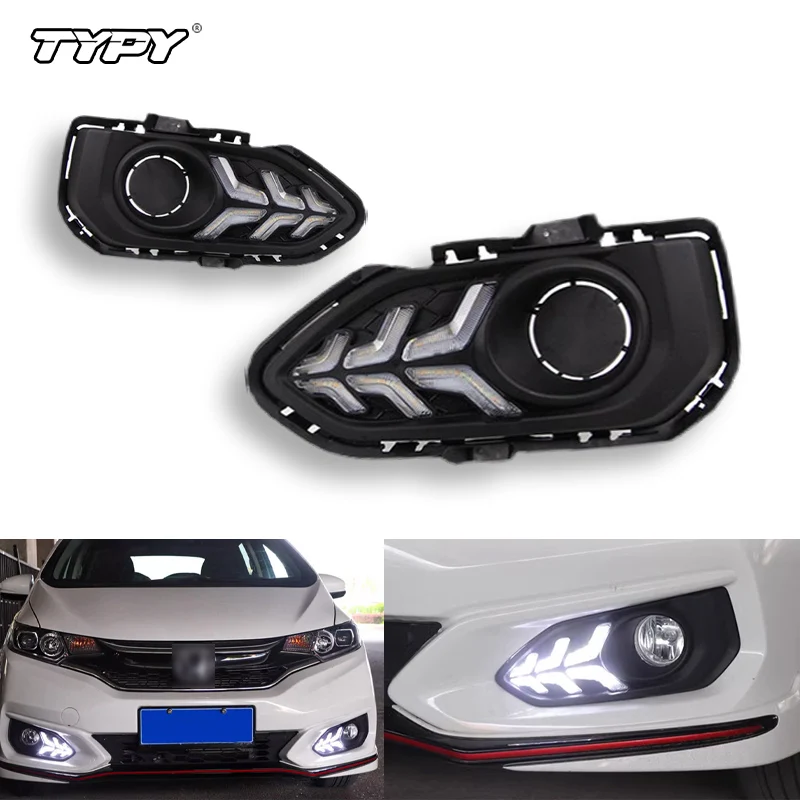 TYPY LED Daytime Running Light For Honda Fit Jazz 2018-2020 Asia Car Accessories Waterproof DRL Fog Lamp Decoration 2PCS