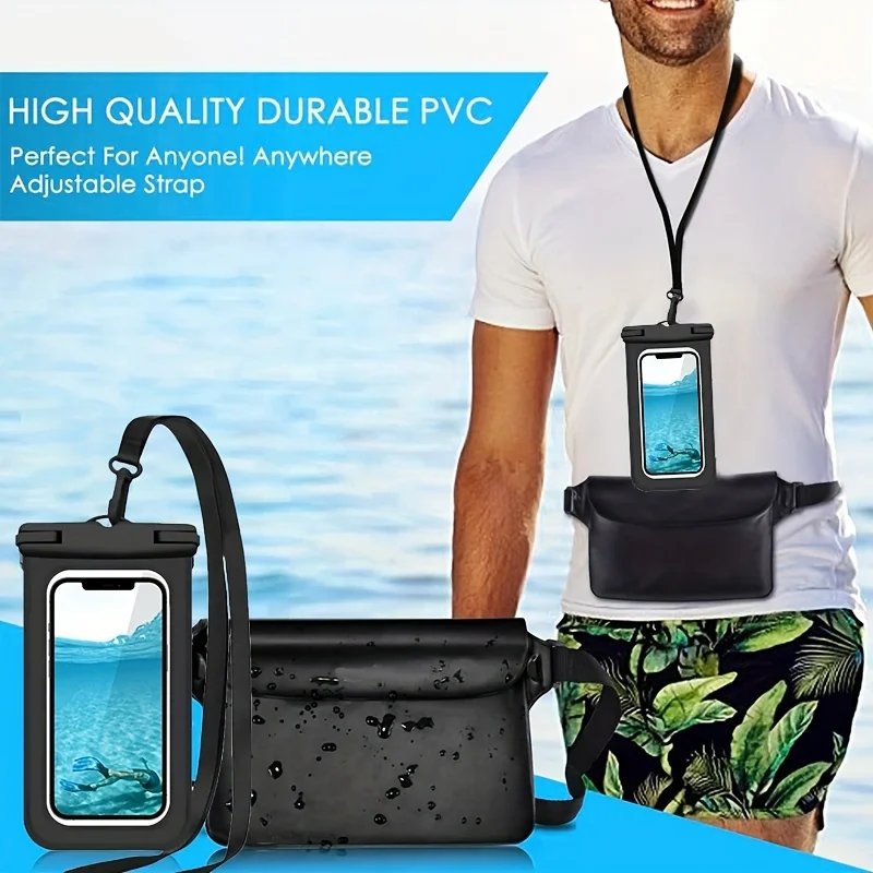 2-Piece Set of Waterproof Bags + Phone Case, Waterproof Case Dry Bag, Suitable for Rafting, Beach, Swimming, Kayaking, Hiking, Protecting Your Phone Ywsh0037