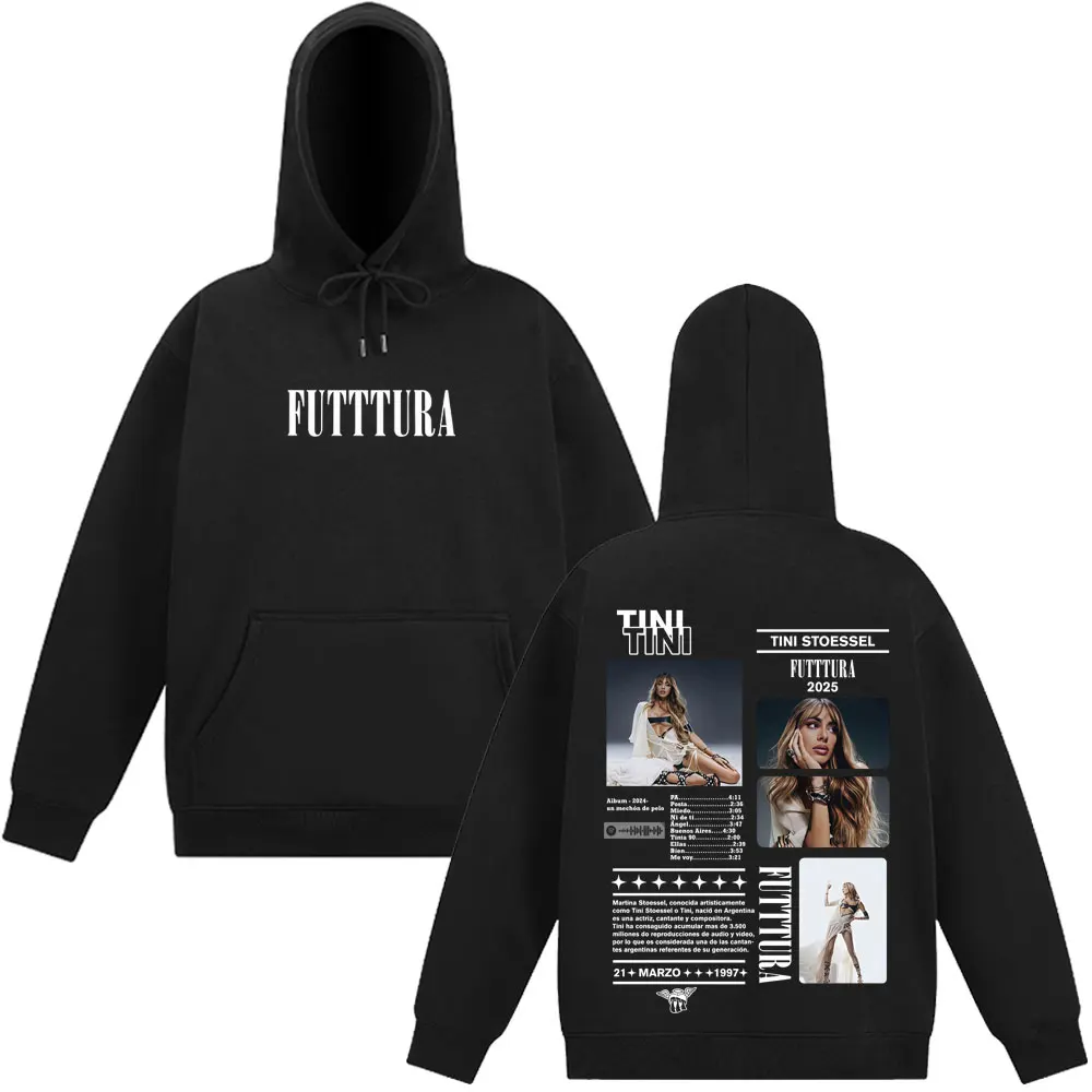 المغني TINI STOESSEL 2025 جولة موضة طباعة هوديي الرجال النساء خمر بلوزات بقلنسوة عادية بأكمام طويلة الراحة البلوز #1