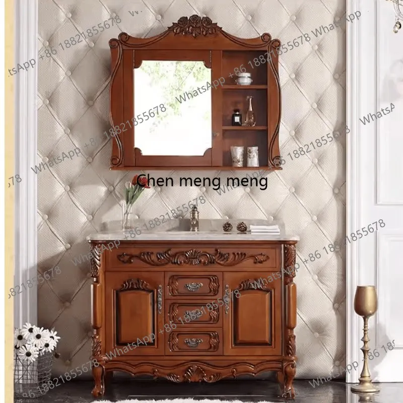 

European bathroom cabinets, American washbasins, solid wood, oak, floor-to-ceiling vanities, marble