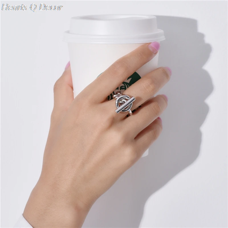 Ottone Geo fibbia anelli incavati stile Punk Designer Club Cocktail Party abito regalo incredibile Trendy Boho coreano giappone