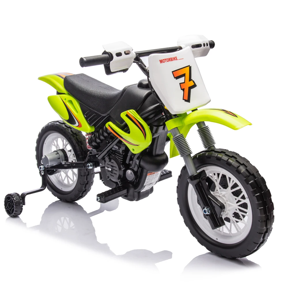 12V Kids Ride On Electric Toy Motorcycle,Rear suspensionTwist Grip Throttle Slow Start,Removable training wheels,Indie music box