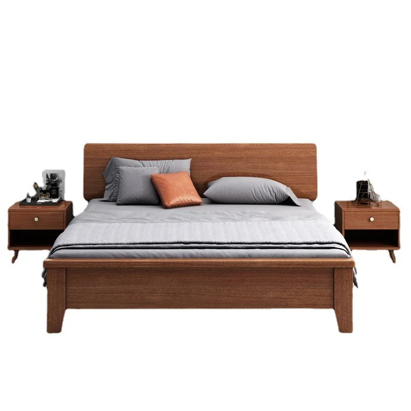 

Walnut solid wood bed, modern minimalist double bed