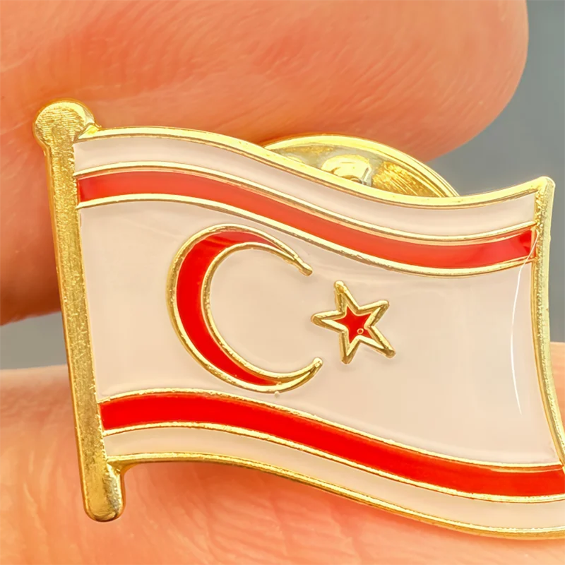 North Cyprus Flag Metal Soft Enamel Lapel Badge Pins Brooches