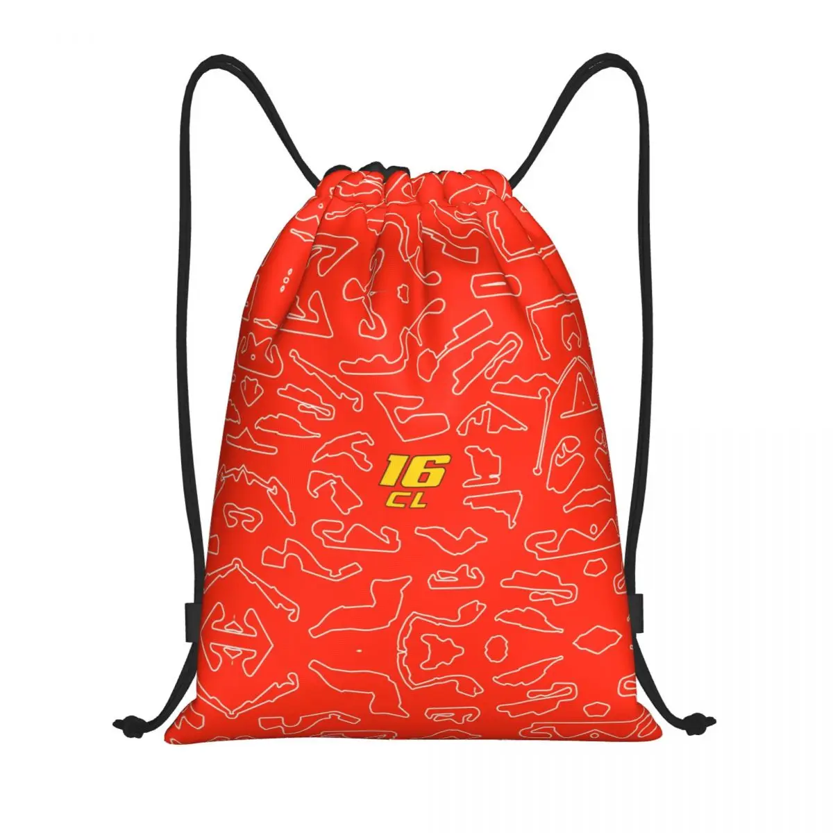 Custom Charles Leclerc Circuits Pattern Sport Car Drawstring Bags Women Men Lightweight Sports Gym Storage Backpack