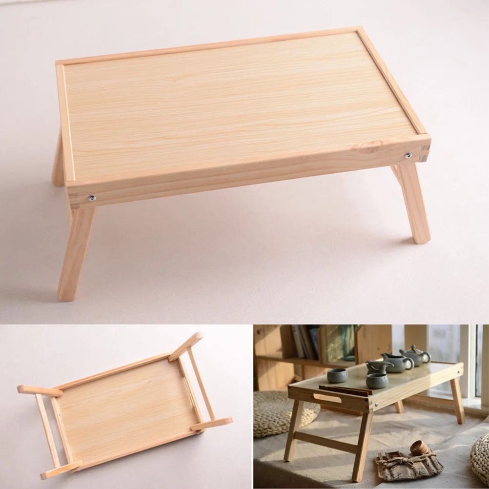 

Wooden Tea Tray Bed Desk Table for Breakfast in Foldable Laptop Portable Serving